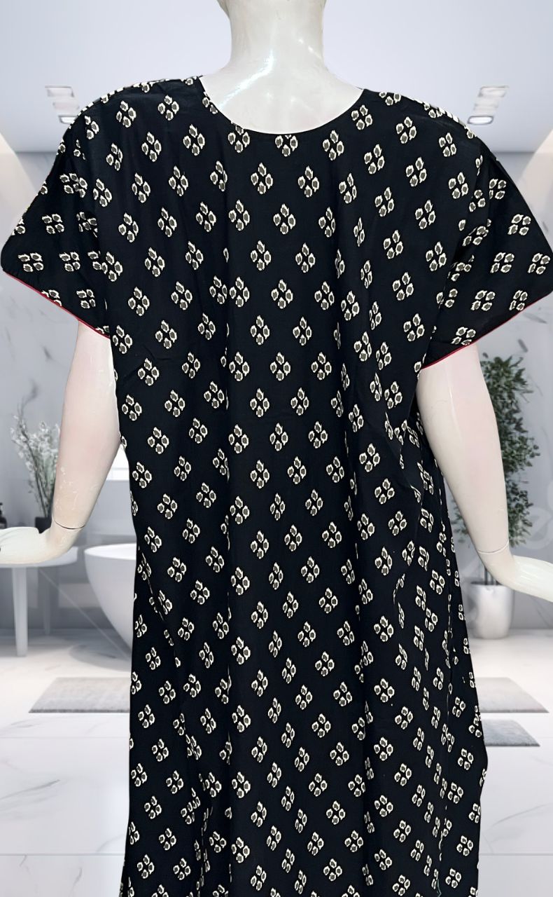 Black Dots Pure Cotton Nighty. Pure Durable Cotton | Laces and Frills