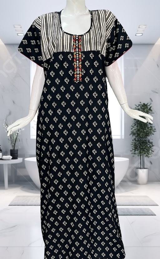 Black Dots Pure Cotton Nighty. Pure Durable Cotton | Laces and Frills - Laces and Frills