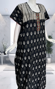 Black Paisley Print Pure Cotton Nighty. Pure Durable Cotton | Laces and Frills - Laces and Frills