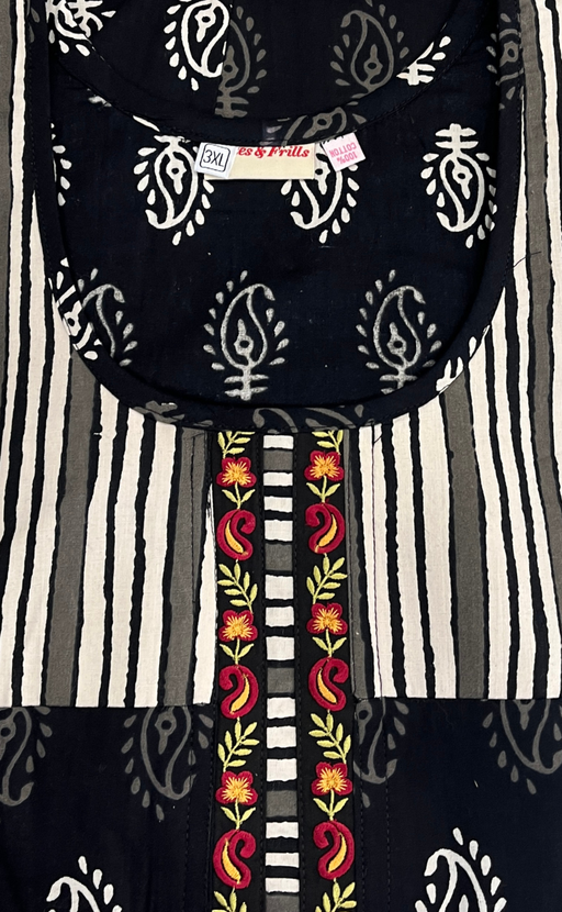 Black Paisley Print Pure Cotton Nighty. Pure Durable Cotton | Laces and Frills - Laces and Frills
