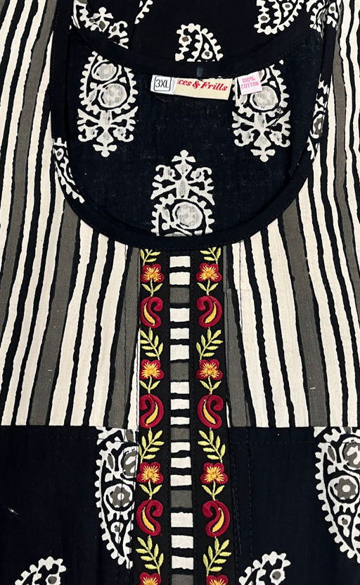 Black Paisley Print Pure Cotton Nighty. Pure Durable Cotton | Laces and Frills - Laces and Frills