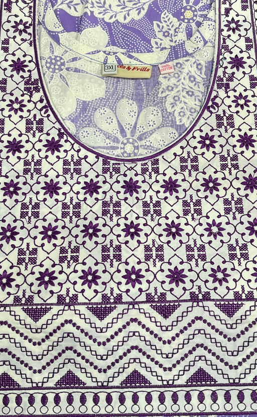 Lavender Floral Pure Cotton Nighty. Pure Durable Cotton | Laces and Frills - Laces and Frills