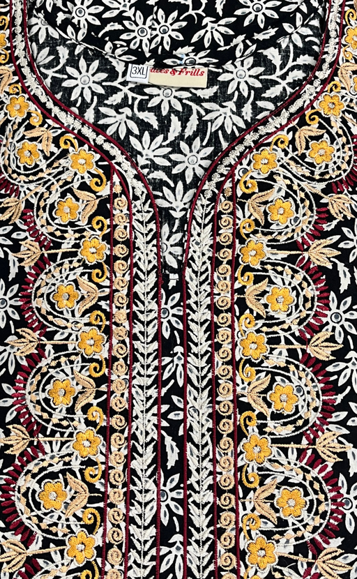 Black Flora Pure Cotton Nighty. Pure Durable Cotton | Laces and Frills - Laces and Frills
