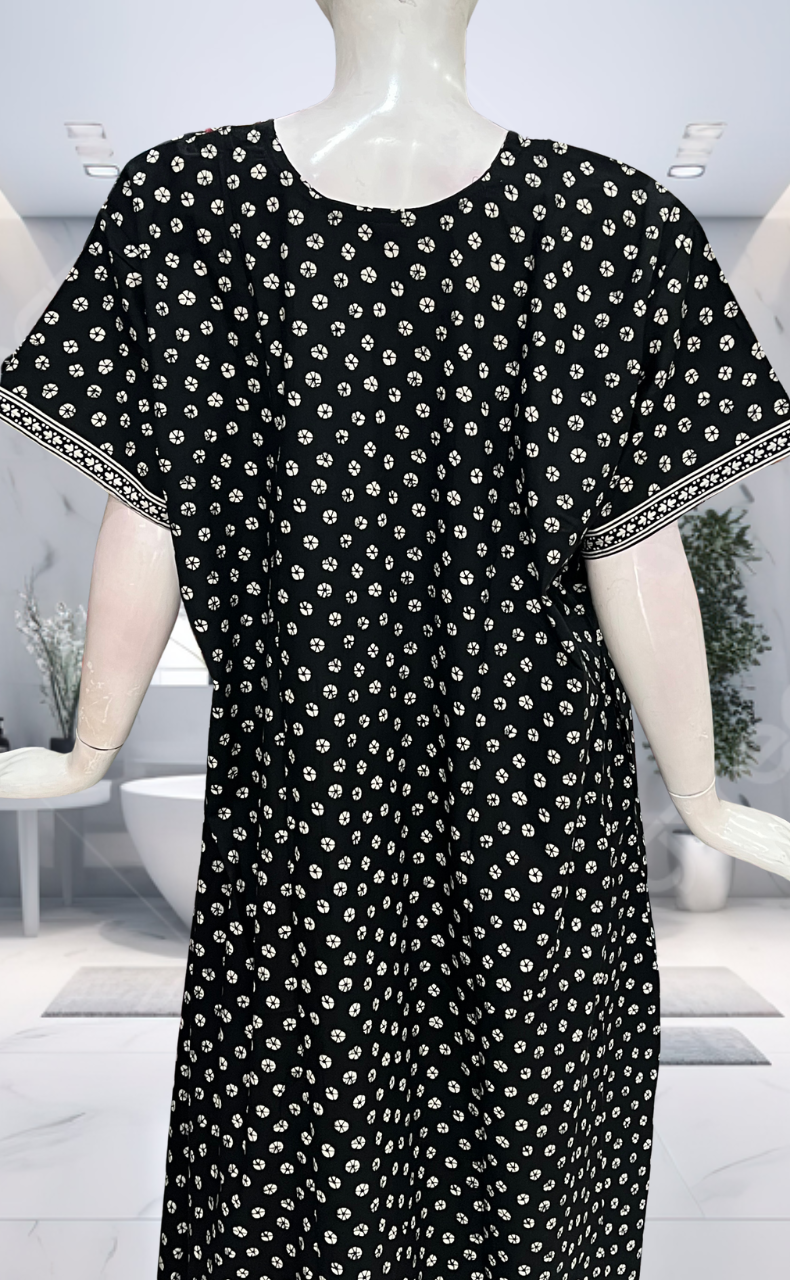 Black Dots Pure Cotton Nighty. Pure Durable Cotton | Laces and Frills