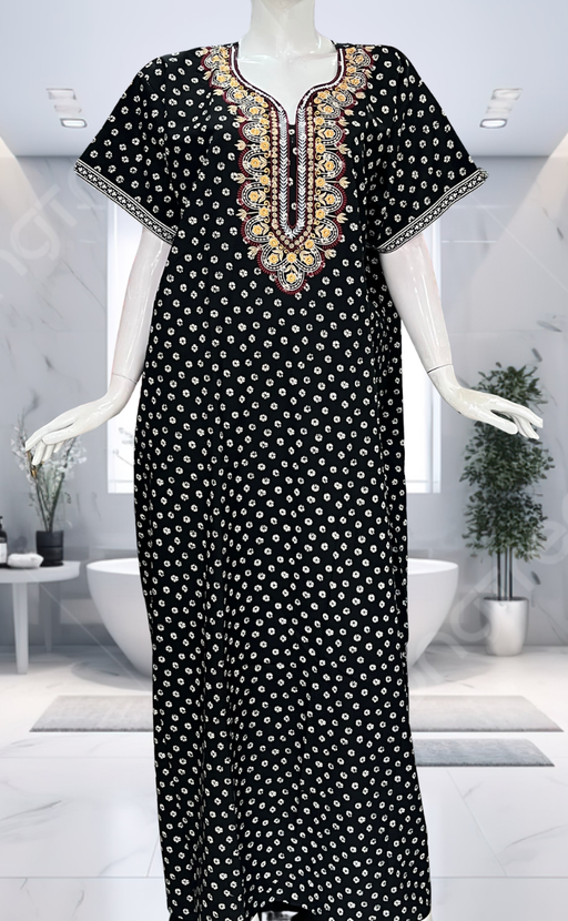 Black Dots Pure Cotton Nighty. Pure Durable Cotton | Laces and Frills - Laces and Frills