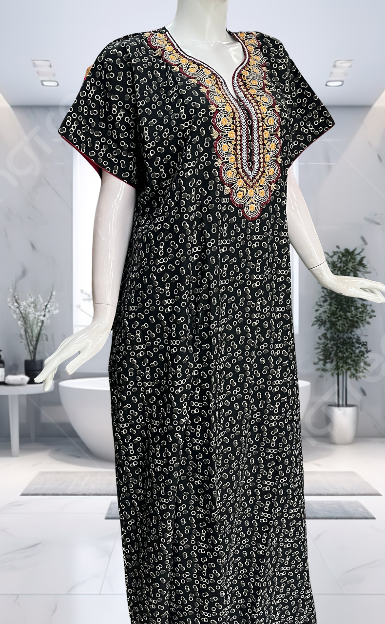 Black Dots Pure Cotton Nighty. Pure Durable Cotton | Laces and Frills