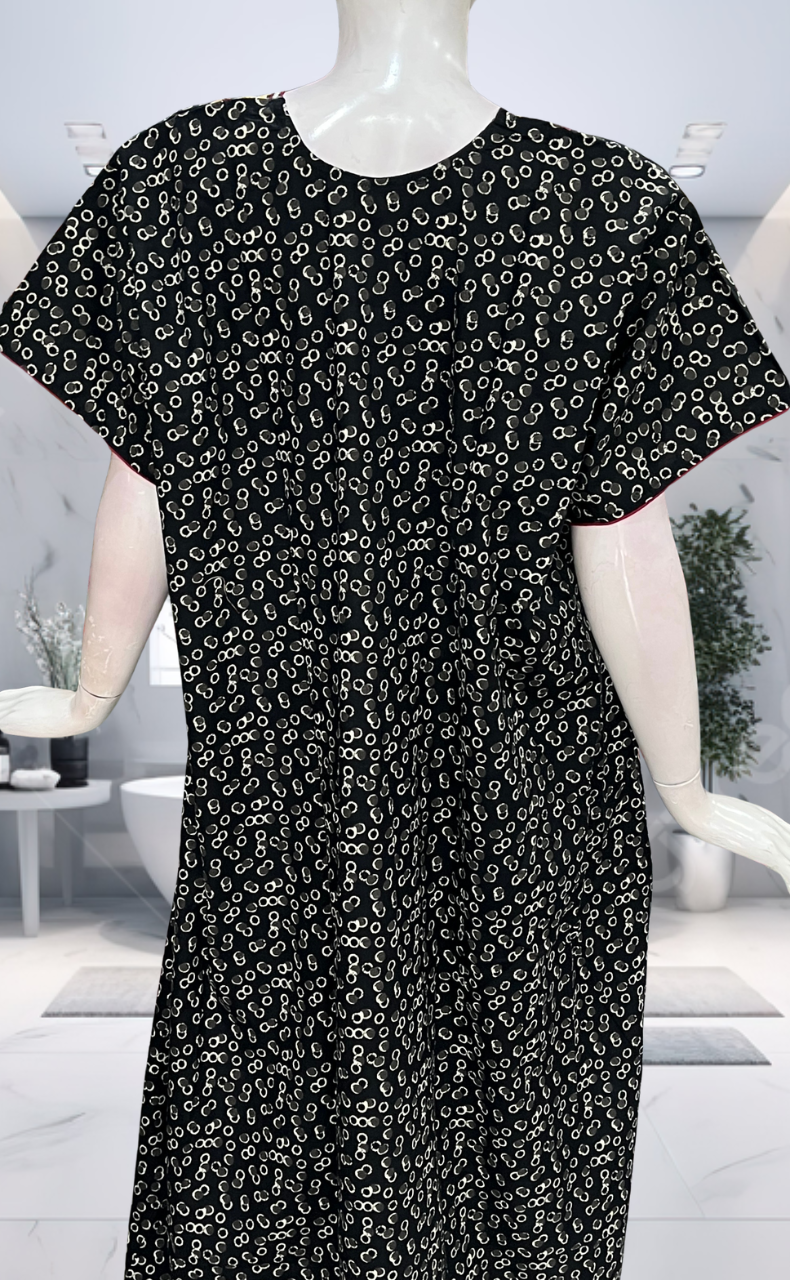 Black Dots Pure Cotton Nighty. Pure Durable Cotton | Laces and Frills