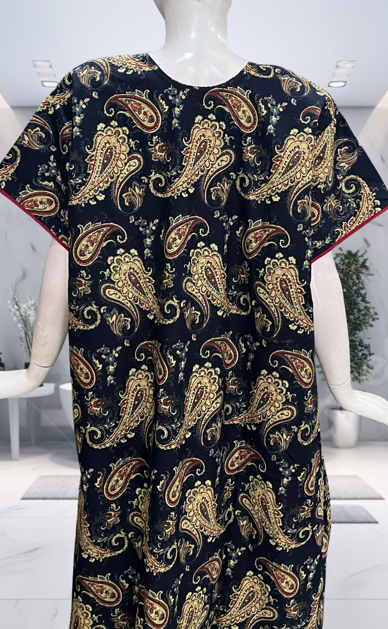 Navy Blue Paisley Print Pure Cotton Nighty. Pure Durable Cotton | Laces and Frills
