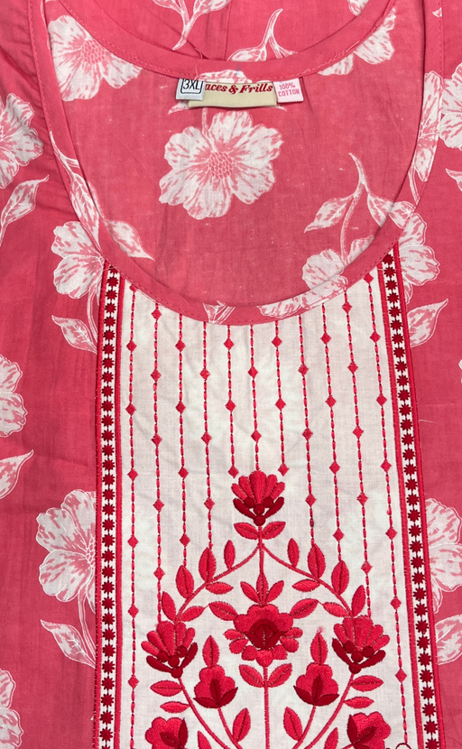 Peach Floral Pure Cotton Nighty. Pure Durable Cotton | Laces and Frills - Laces and Frills