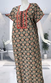 Black Ajrakh Pure Cotton Nighty. Pure Durable Cotton | Laces and Frills - Laces and Frills