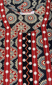 Black Ajrakh Pure Cotton Nighty. Pure Durable Cotton | Laces and Frills - Laces and Frills