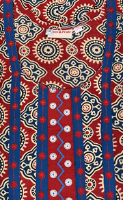 Maroon Ajrakh Pure Cotton Nighty. Pure Durable Cotton | Laces and Frills - Laces and Frills
