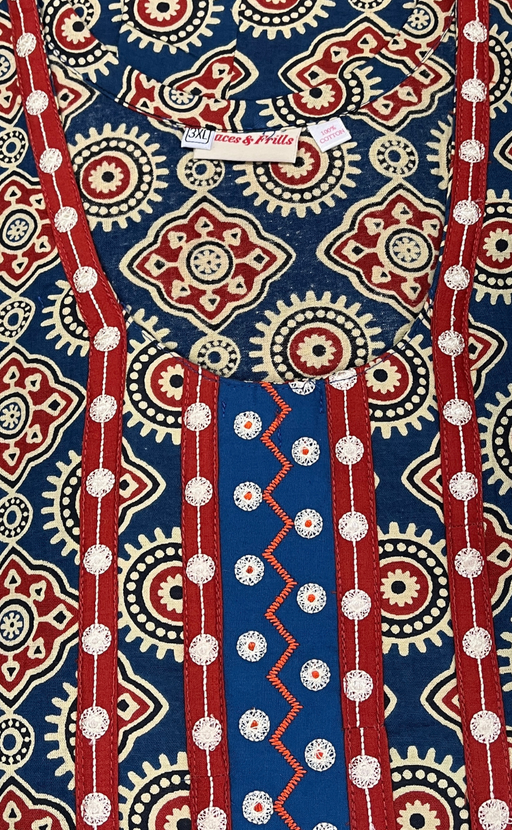 Blue Ajrakh Pure Cotton Nighty. Pure Durable Cotton | Laces and Frills - Laces and Frills