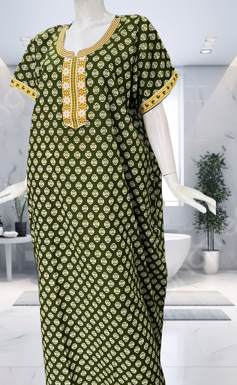 Green Tiny Flora Pure Cotton Nighty. Pure Durable Cotton | Laces and Frills