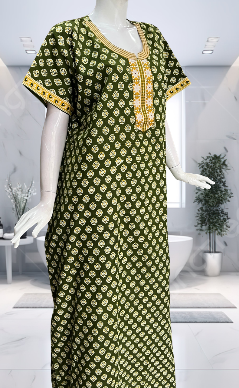 Green Tiny Flora Pure Cotton Nighty. Pure Durable Cotton | Laces and Frills