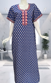 Blue Tiny Flora Pure Cotton Nighty. Pure Durable Cotton | Laces and Frills - Laces and Frills