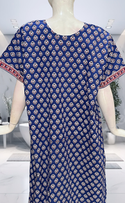 Blue Tiny Flora Pure Cotton Nighty. Pure Durable Cotton | Laces and Frills - Laces and Frills