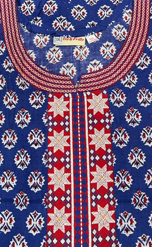Blue Tiny Flora Pure Cotton Nighty. Pure Durable Cotton | Laces and Frills - Laces and Frills