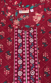 Maroon Tiny Flora Pure Cotton Nighty. Pure Durable Cotton | Laces and Frills - Laces and Frills