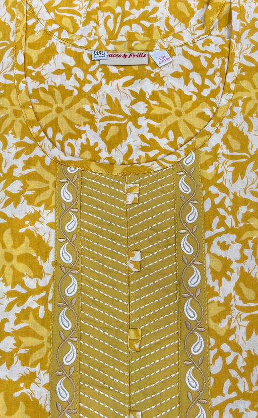 Yellow Garden Pure Cotton Nighty. Pure Durable Cotton | Laces and Frills - Laces and Frills