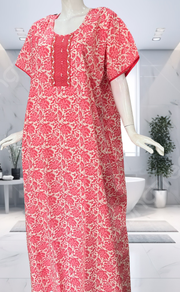 Peach Garden Pure Cotton Nighty. Pure Durable Cotton | Laces and Frills - Laces and Frills
