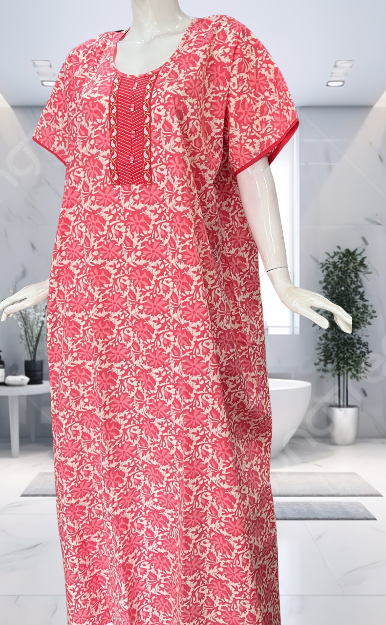 Peach Garden Pure Cotton Nighty. Pure Durable Cotton | Laces and Frills - Laces and Frills