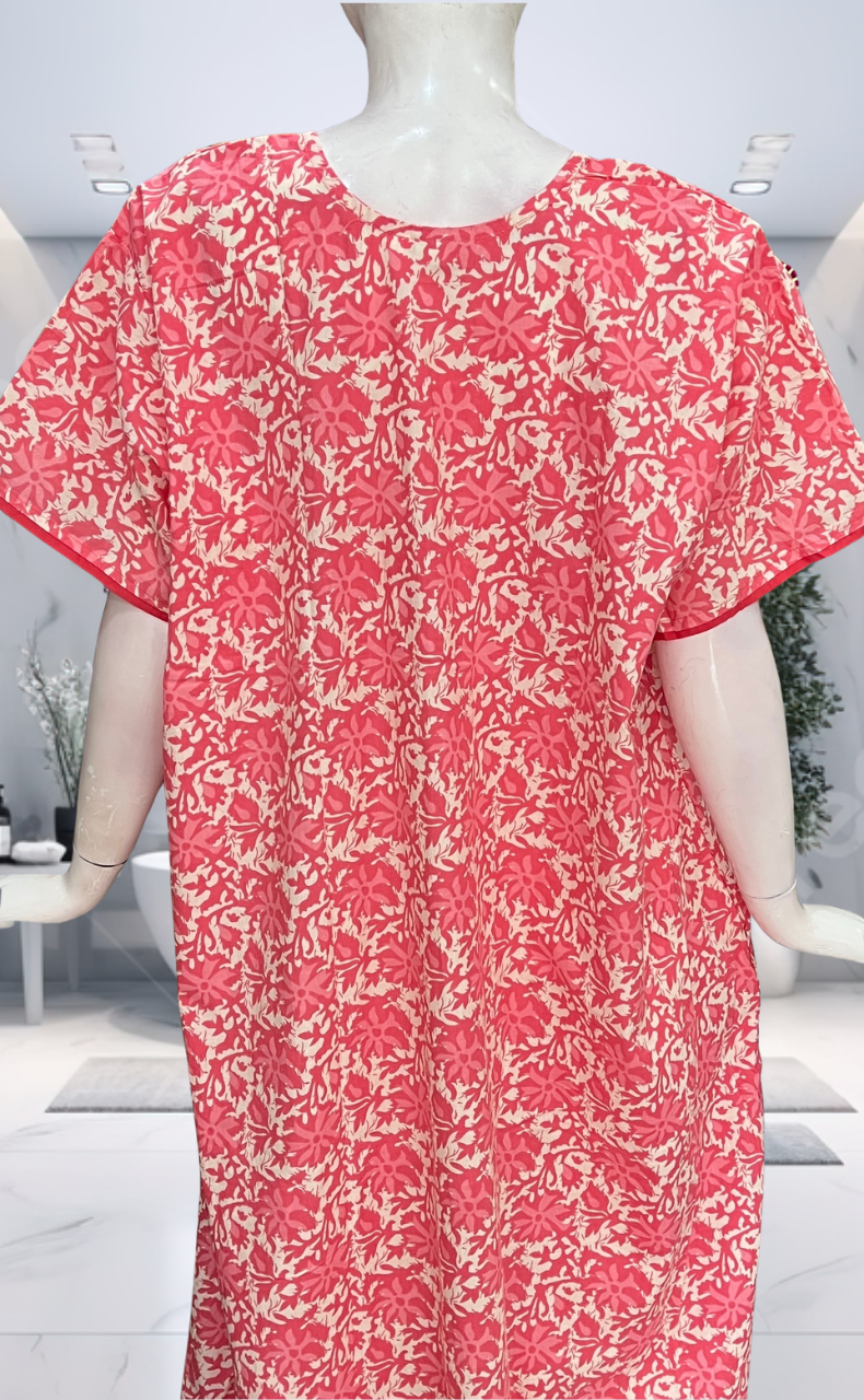 Peach Garden Pure Cotton Nighty. Pure Durable Cotton | Laces and Frills - Laces and Frills