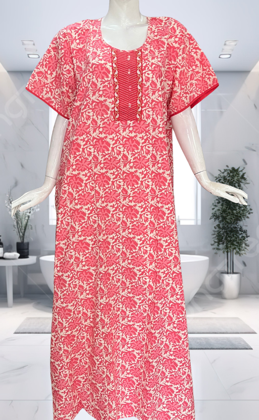 Peach Garden Pure Cotton Nighty. Pure Durable Cotton | Laces and Frills - Laces and Frills