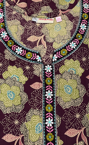 Wine Colour Garden Pure Cotton Nighty. Pure Durable Cotton | Laces and Frills - Laces and Frills