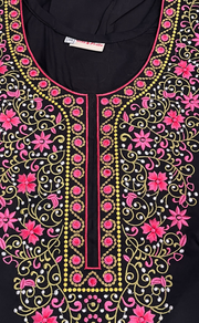 Black Embroidery Soft Cotton Nighty. Soft Breathable Fabric | Laces and Frills - Laces and Frills