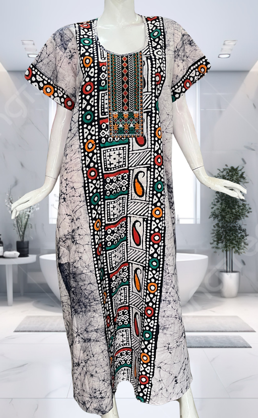 Black Batik Pure Cotton Nighty. Pure Durable Cotton | Laces and Frills - Laces and Frills