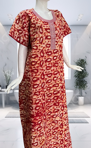 Red Batik Pure Cotton Nighty. Pure Durable Cotton | Laces and Frills - Laces and Frills