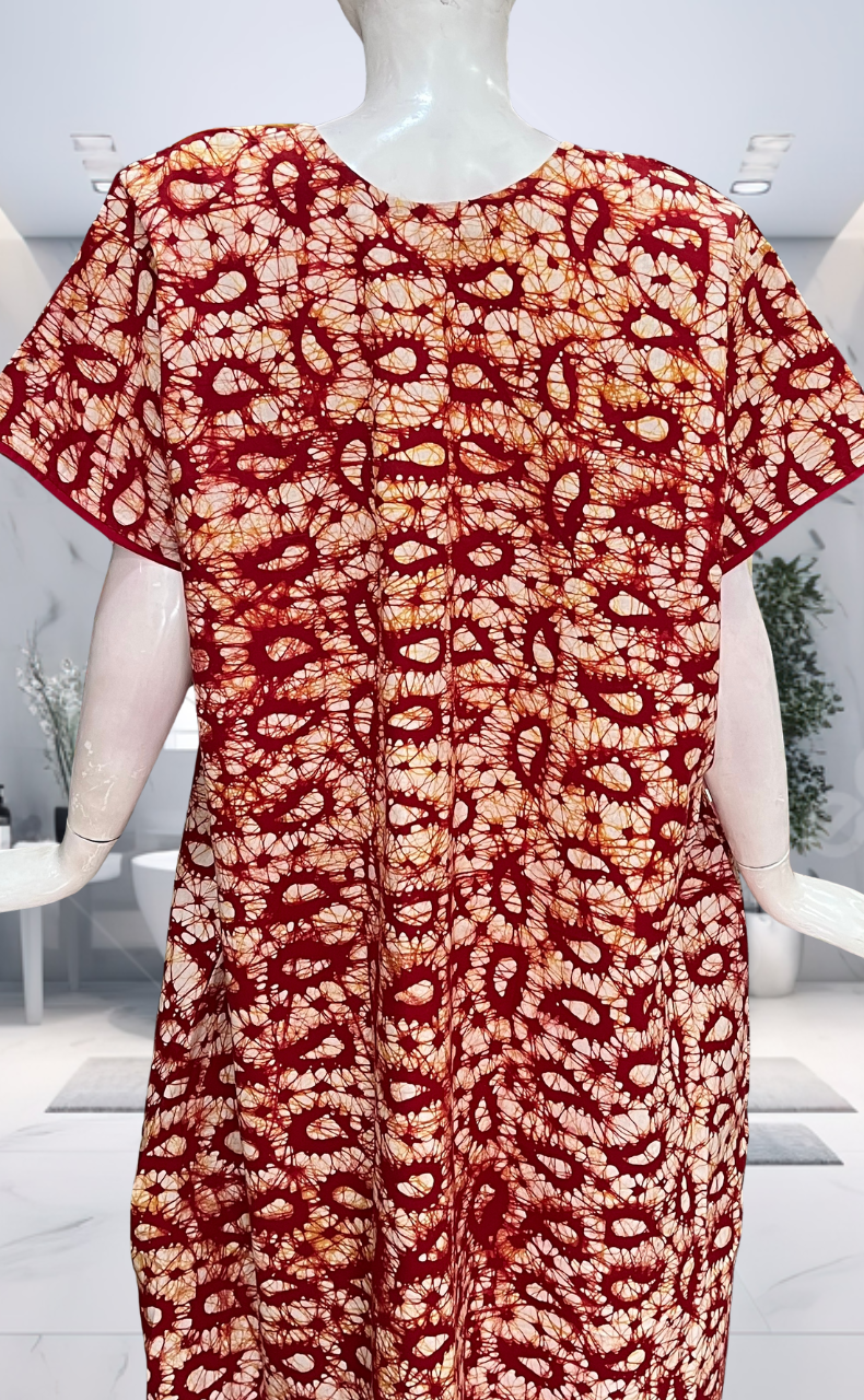 Red Batik Pure Cotton Nighty. Pure Durable Cotton | Laces and Frills - Laces and Frills