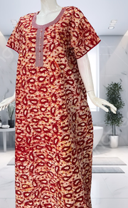 Red Batik Pure Cotton Nighty. Pure Durable Cotton | Laces and Frills - Laces and Frills