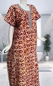 Maroon Batik Pure Cotton Nighty. Pure Durable Cotton | Laces and Frills - Laces and Frills