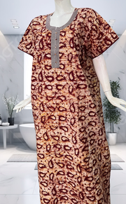 Maroon Batik Pure Cotton Nighty. Pure Durable Cotton | Laces and Frills - Laces and Frills