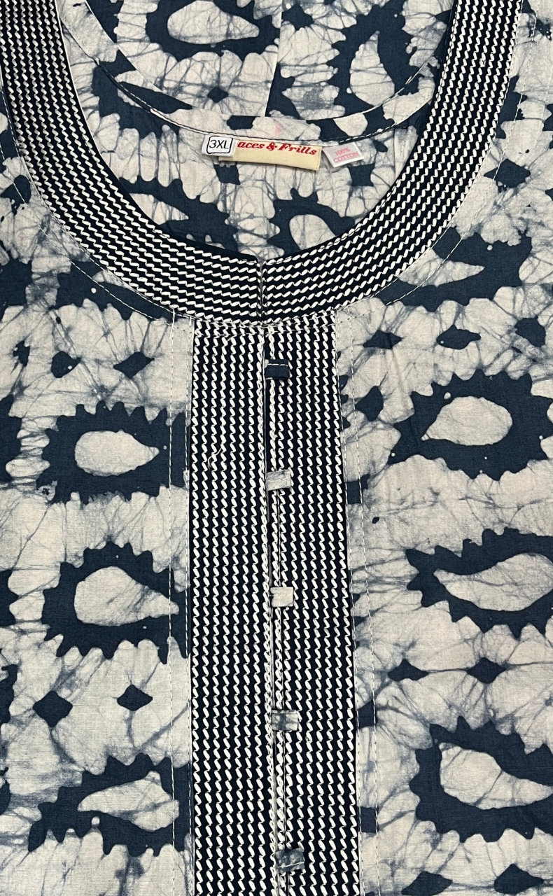 Grey Batik Pure Cotton Nighty. Pure Durable Cotton | Laces and Frills - Laces and Frills