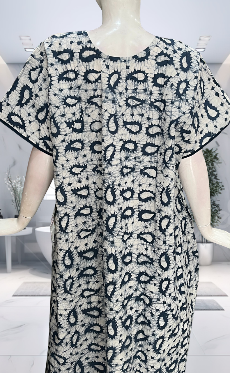 Grey Batik Pure Cotton Nighty. Pure Durable Cotton | Laces and Frills - Laces and Frills