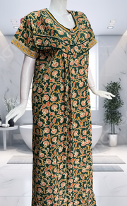 Green Floral Pure Cotton Nighty. Pure Durable Cotton | Laces and Frills - Laces and Frills