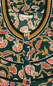 Green Floral Pure Cotton Nighty. Pure Durable Cotton | Laces and Frills - Laces and Frills