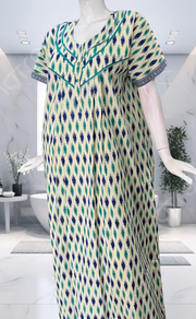 Blue Ikat Pure Cotton Nighty. Pure Durable Cotton | Laces and Frills - Laces and Frills