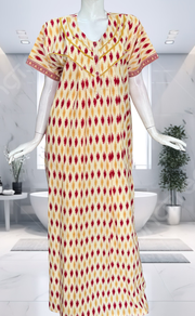 Red Ikat Pure Cotton Nighty. Pure Durable Cotton | Laces and Frills - Laces and Frills