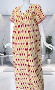 Red Ikat Pure Cotton Nighty. Pure Durable Cotton | Laces and Frills - Laces and Frills
