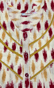 Red Ikat Pure Cotton Nighty. Pure Durable Cotton | Laces and Frills - Laces and Frills
