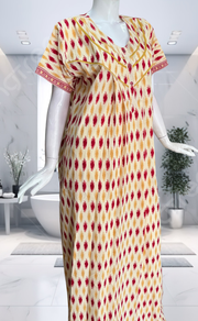 Red Ikat Pure Cotton Nighty. Pure Durable Cotton | Laces and Frills - Laces and Frills