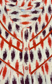 Orange Ikat Pure Cotton Nighty. Pure Durable Cotton | Laces and Frills - Laces and Frills