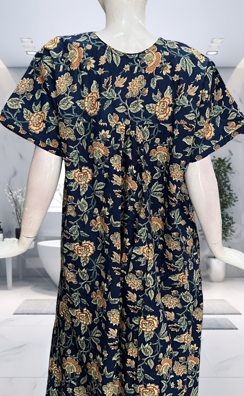 Blue Garden Pure Cotton Nighty. Pure Durable Cotton | Laces and Frills - Laces and Frills