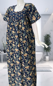 Blue Garden Pure Cotton Nighty. Pure Durable Cotton | Laces and Frills - Laces and Frills
