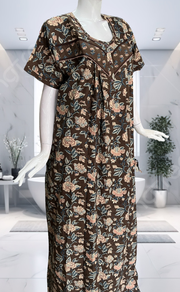 Brown Garden Pure Cotton Nighty. Pure Durable Cotton | Laces and Frills - Laces and Frills