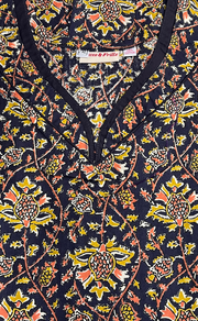 Navy Blue Garden Pure Cotton Nighty. Pure Durable Cotton | Laces and Frills - Laces and Frills